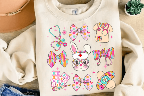 Nurse Easter Doodles Sublimation | Cute Medical Holiday Design