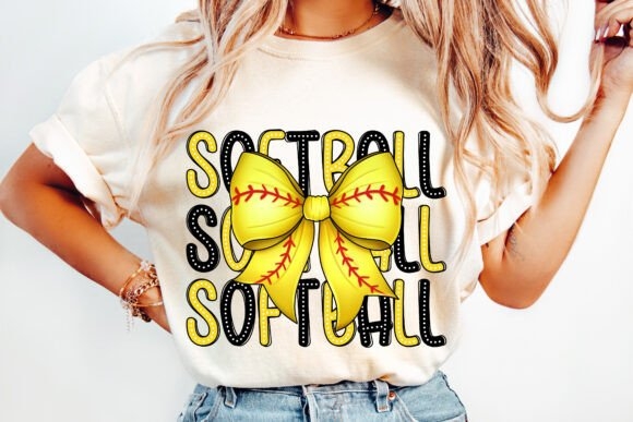 Retro Softball Coquette Bow PNG | Vintage Sports Chic Design