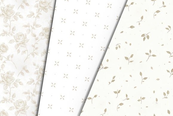 Beige Ditsy Flowers Digital Paper - Charming Floral Patterns for Crafting