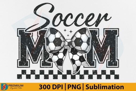 Coquette Soccer Mom Bow - Retro Sport Mama Design for Custom Crafts