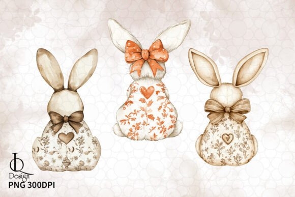 Easter Bunny Coquette Clipart PNG - Cute and Whimsical Easter Designs