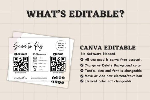 Editable Scan to Pay Card Canva Template - Customizable Payment Cards for Your Business