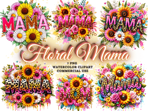 Floral Mama PNG Bundle - Mom Sublimation Designs for Custom Crafts