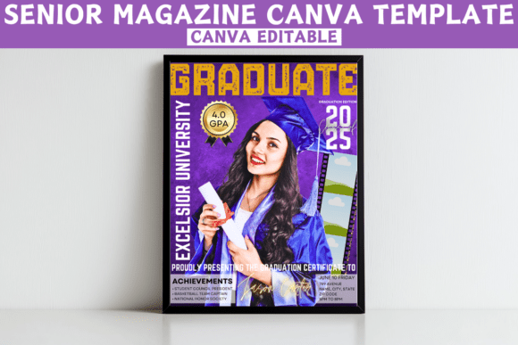 Graduation Magazine Canva Template - Customizable Design for Graduation Celebrations