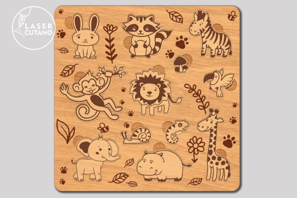 Kid's Puzzle Set of 8 Laser Cut Files - Fun and Customizable Puzzle Designs for Kids