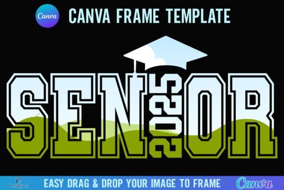 Senior 2025 Canva Frame Template - Varsity Style for Graduation Photos