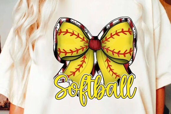 Softball Bow PNG - Hand Lettered Design for Custom Crafts