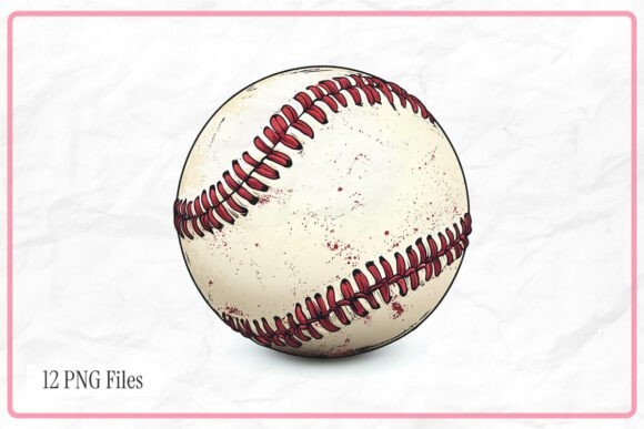 Vintage Baseball Ball Clipart PNG Set - Retro Sports Designs for Crafts