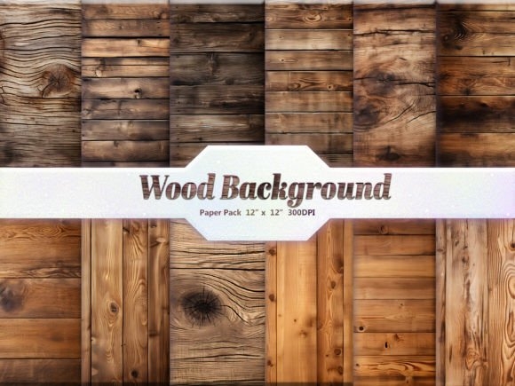 Wood Background Digital Paper Pack - Rustic Wooden Designs for Crafts