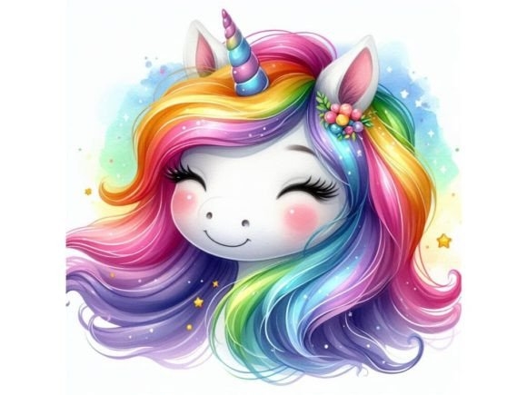 A Bundle of Cute Cartoon Unicorn Head Wi