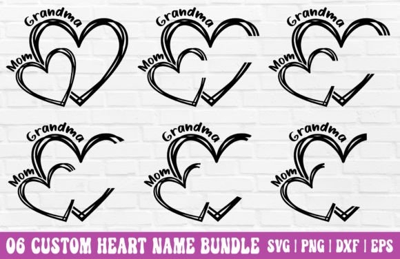 Custom Heart Name Bundle - Grandma Mom