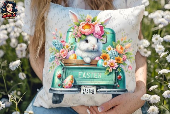 Easter Bunny in Easter Flower Truck | Whimsical Holiday Design