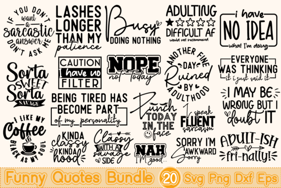 Funny Quotes SVG Bundle | Sarcastic Design Pack