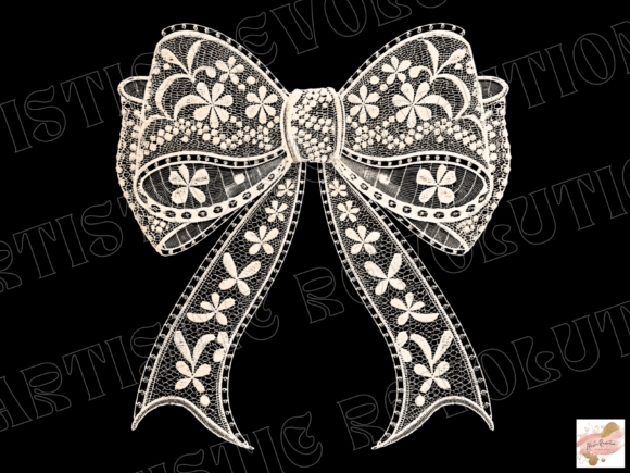 Lace Bow PNG Floral Lace Coquette Bow | Elegant Vintage Design