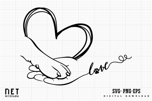 Paw and Hand SVG | Paw Love SVG | Dog Mom Design