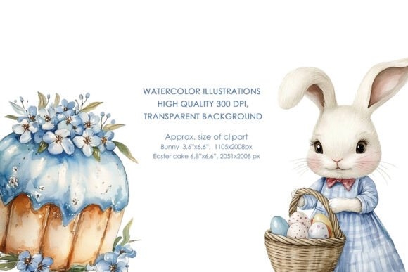 Watercolor Blue Easter Clipart PNG | Elegant Holiday Artwork