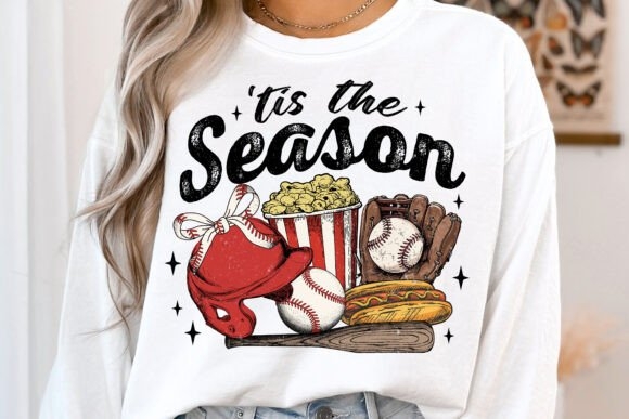 Tis the Season Baseball PNG | Festive Baseball Design for Holiday Crafts