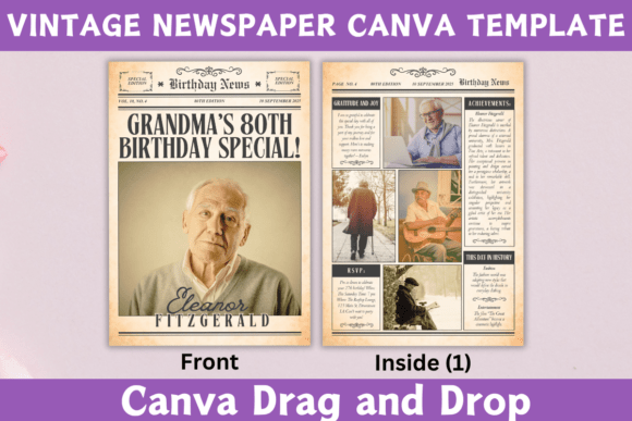 Vintage Newspaper Canva Template | Customizable Design for Retro Projects