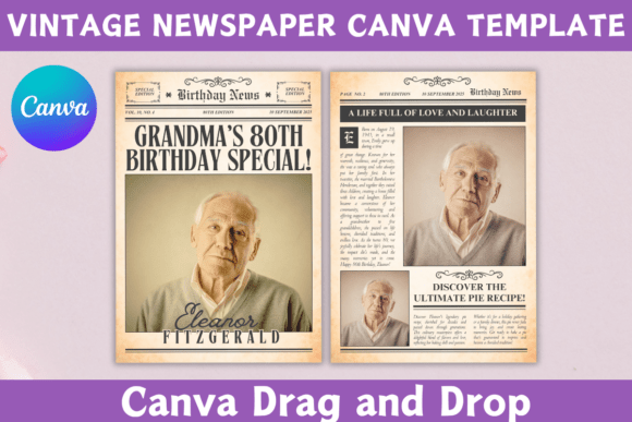 Vintage Newspaper Canva Template | Customizable Design for Retro Projects