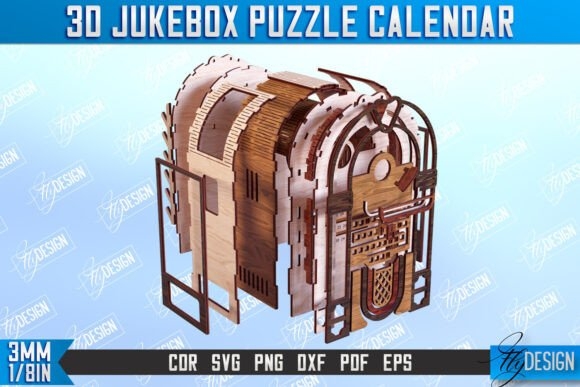 3D Jukebox Puzzle Desktop Calendar CNC – Interactive & Unique Desk Decor