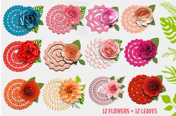 3D Rolled Paper Flower & Leaf SVG Bundle – Crafting Perfection for Paper Art Lovers