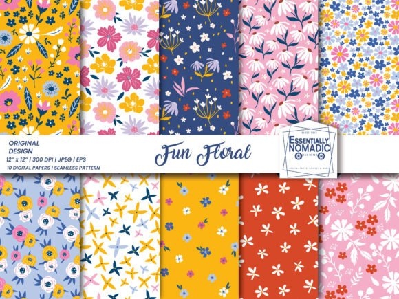 Bright Floral Spring Digital Paper Pack – Vibrant Designs for Creative Projects