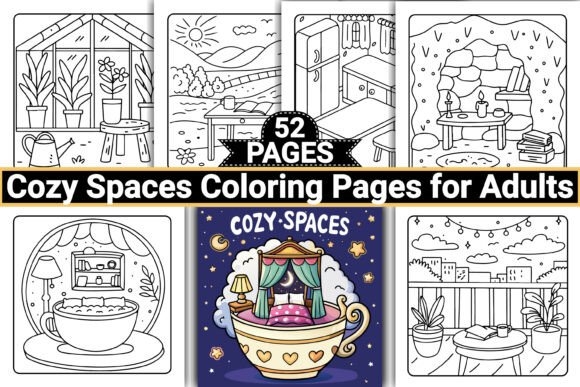 Cozy Spaces Coloring Pages for Adults – Relaxing Designs for Stress Relief