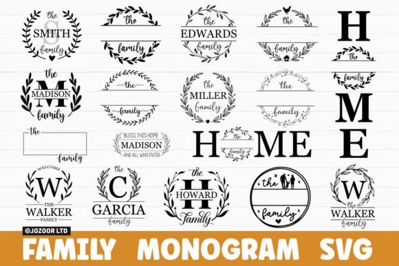 Family Name Monogram SVG Bundle – Elegant Custom Designs for Personal Projects