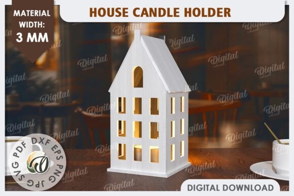 House Candle Holders Laser Cut Bundle – Elegant Designs for Home Decor