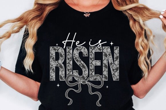 Lace Christian Easter He is Risen PNG – Faith-Inspired Design for Spring Projects