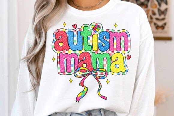 Retro Autism Mama Coquette PNG – Stylish and Empowering Design for Custom Projects