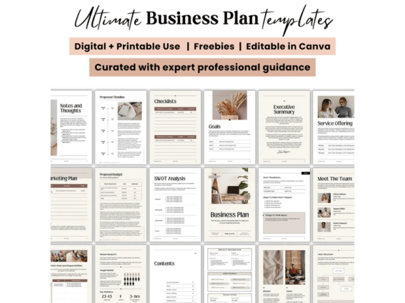 Editable Business Plan Template Canva | Customizable & Professional Design