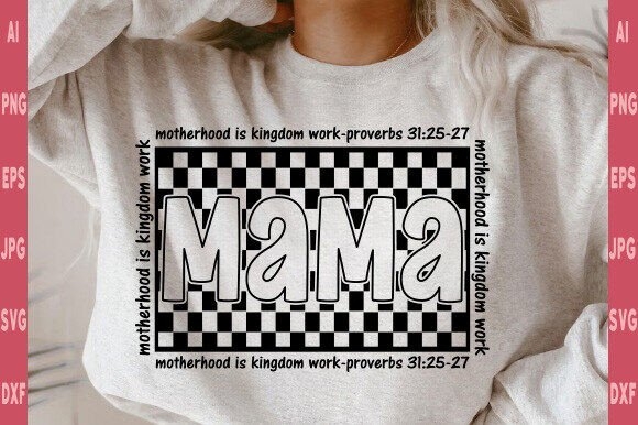 Christian Mom PNG | Retro Checkered Mama Design for Faith-Filled Moms