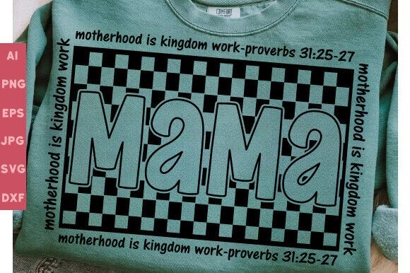 Christian Mom PNG | Retro Checkered Mama Design for Faith-Filled Moms