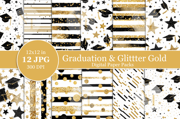 Graduation Digital Paper | Fun & Festive Designs for Graduation Crafts