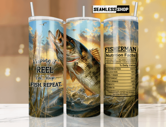 Hunting Fishing Tumbler Wrap Sublimation | Outdoor Adventure Design for Tumblers