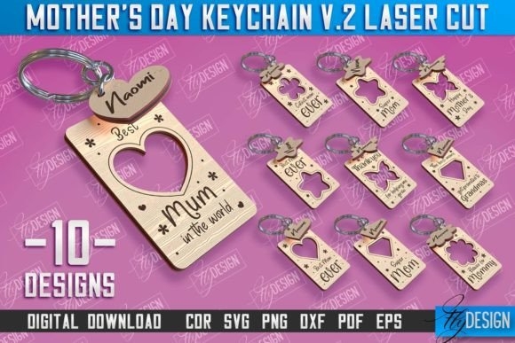 Mother’s Day Keychain Laser Cut Bundle | Customizable & Heartfelt Gifts