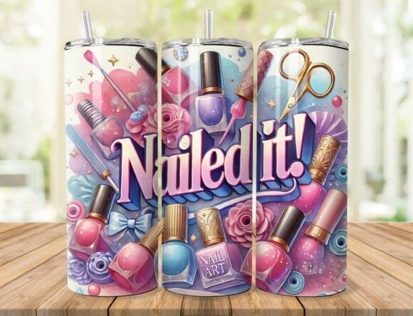 Nailed It! Nail Art Tumbler Wrap | Fun & Stylish Design for Nail Enthusiasts