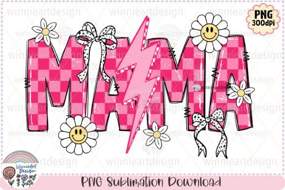 Retro Mama Pink Trendy Checkered Spring | Stylish & Fun Design for Moms