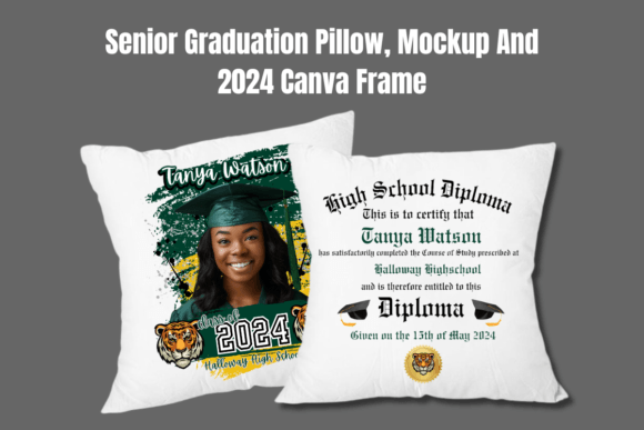 Senior Graduation Pillow, Mockup & Frame | Customizable Design for Graduation Gifts