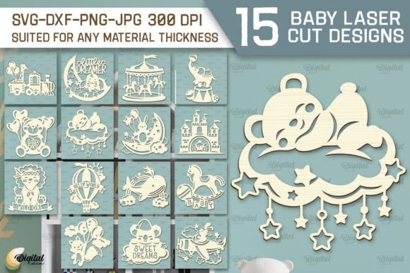 Wall Baby Room Decor Laser Cut Bundle | Customizable & Cute Baby Room Designs