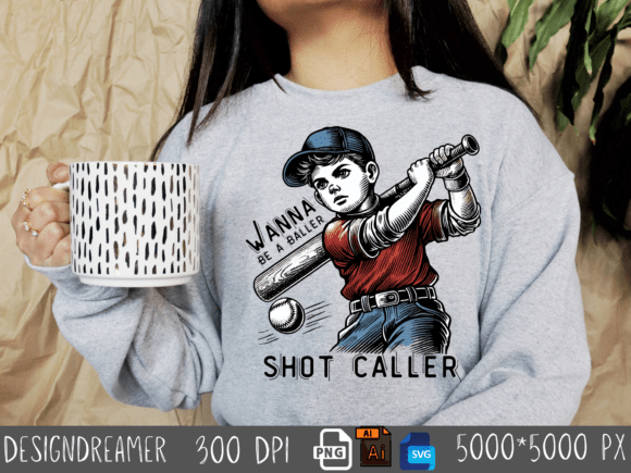 Wanna Be a Baller Shot Caller Baseball | Fun & Bold Design for Baseball Fans