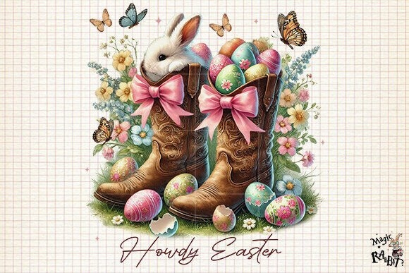 Western Easter Bunny PNG | Howdy Easter Design for Fun Easter Projects