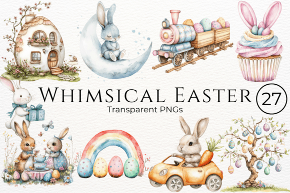 Whimsical Easter Watercolor Cliparts | Charming & Colorful Easter Designs