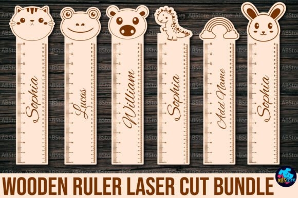 Wooden Ruler Laser Cut Bundle | Customizable & Detailed Laser Cut Designs