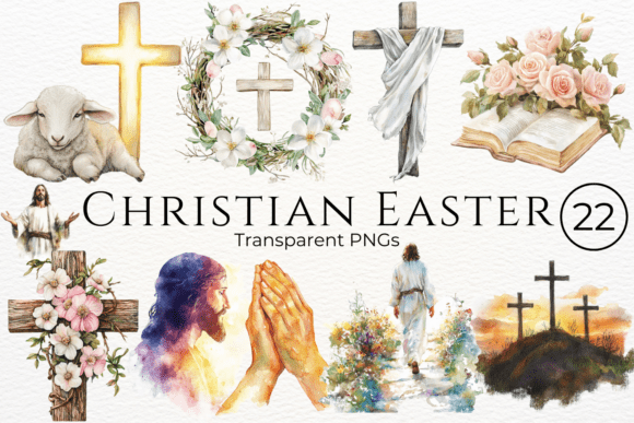 Christian Easter Watercolor Cliparts