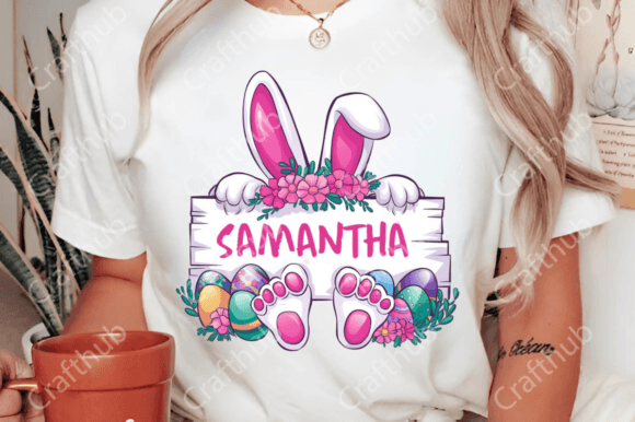 Easter Bunny Name Frame Png Sublimation