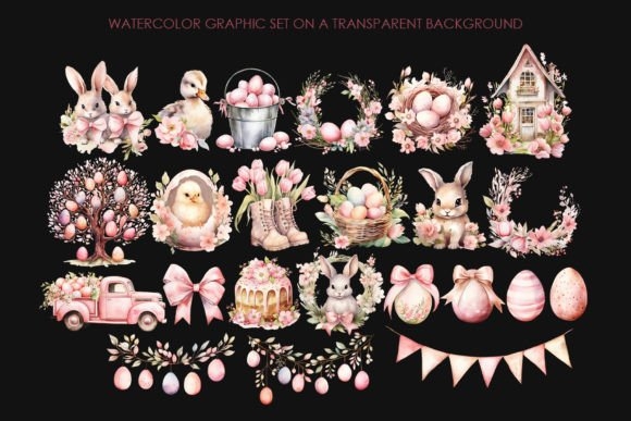 Watercolor Cute Easter Clipart