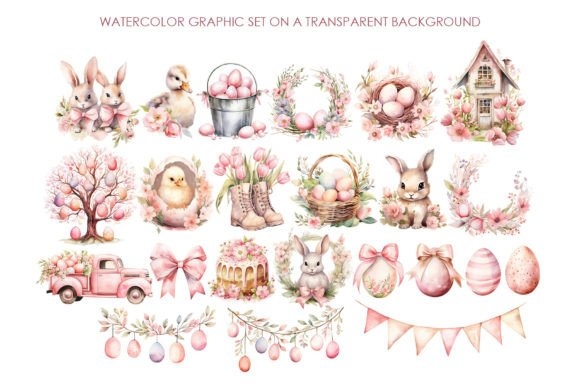 Watercolor Cute Easter Clipart