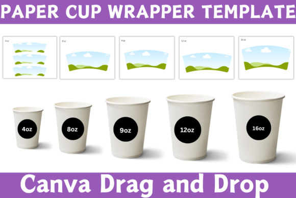 5 Size Paper Cup Wrapper Template Bundle – Customizable Designs for Any Occasion